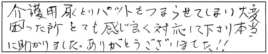 トイレ詰まり除去などの作業/50代男性