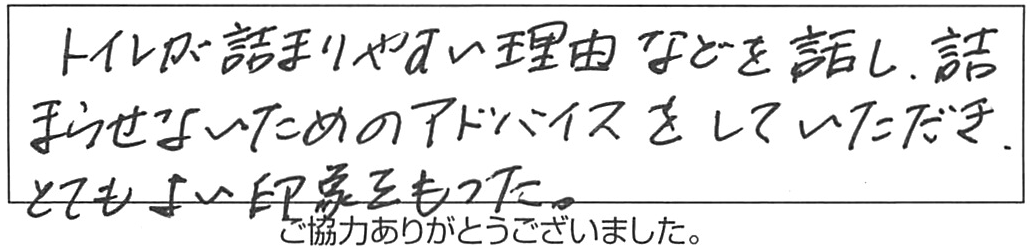 トイレ詰まり除去などの作業/50代男性