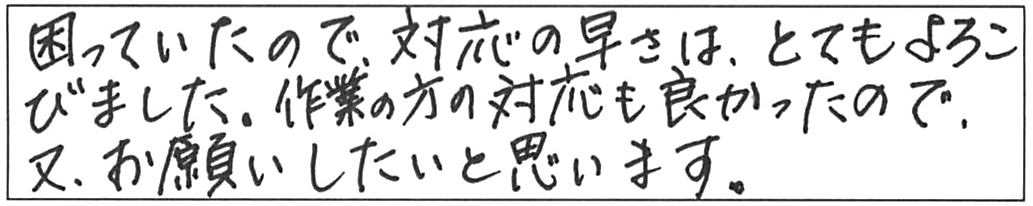 トイレ水漏れ修理などの作業/70代男性