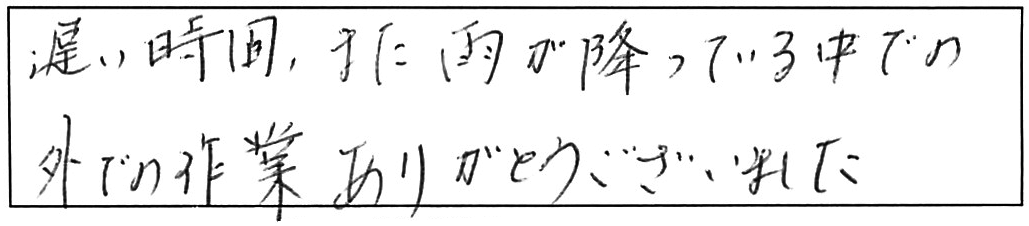 屋外排水マス詰まり除去/50代女性