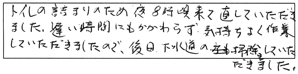 屋内詰まり除去などの作業/60代男性